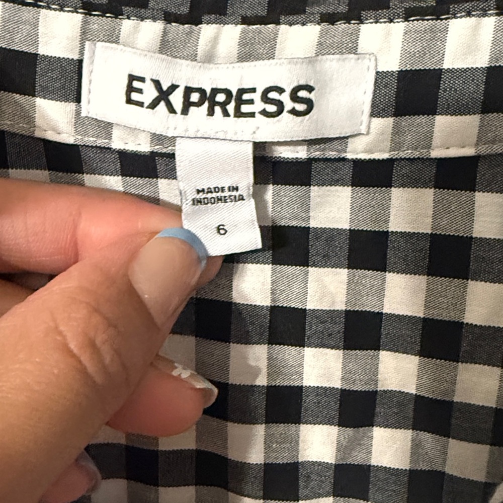 Express Checker Sleeveless Ruffle Dress - Picture 4 of 4
